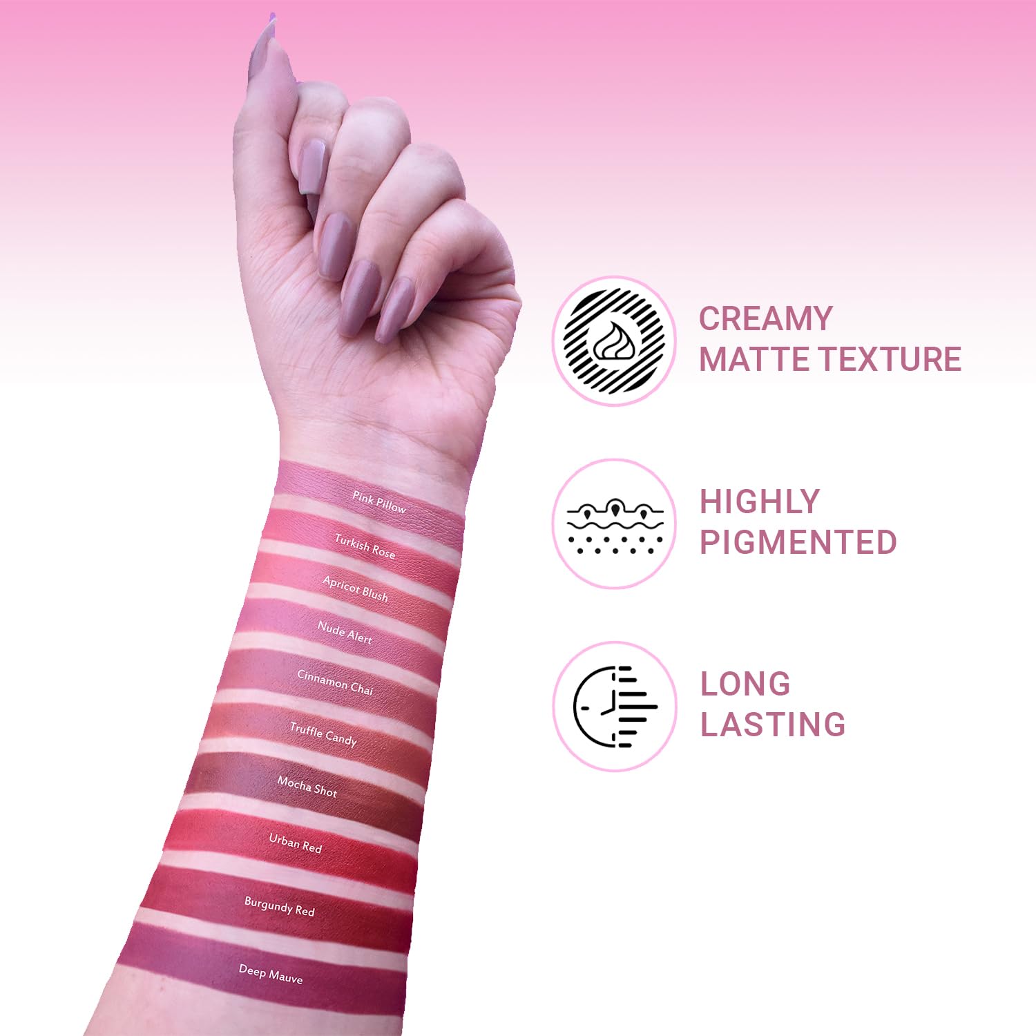 Iba Long Stay Creamy Matte Micro Mini Lipstick Kit | Bullet Matte Lipstick Set | Highly Pigmented and Long Lasting | Hydrating & Moisturizing Mini Lipsticks Set for Women | Mini Lipstick Combo Pack | (Set of 10) 12 g
