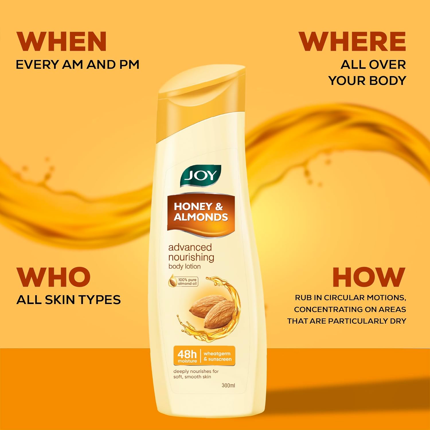 Joy Honey & Almonds Advanced Nourishing Lightweight Body Lotion 300ml x 2