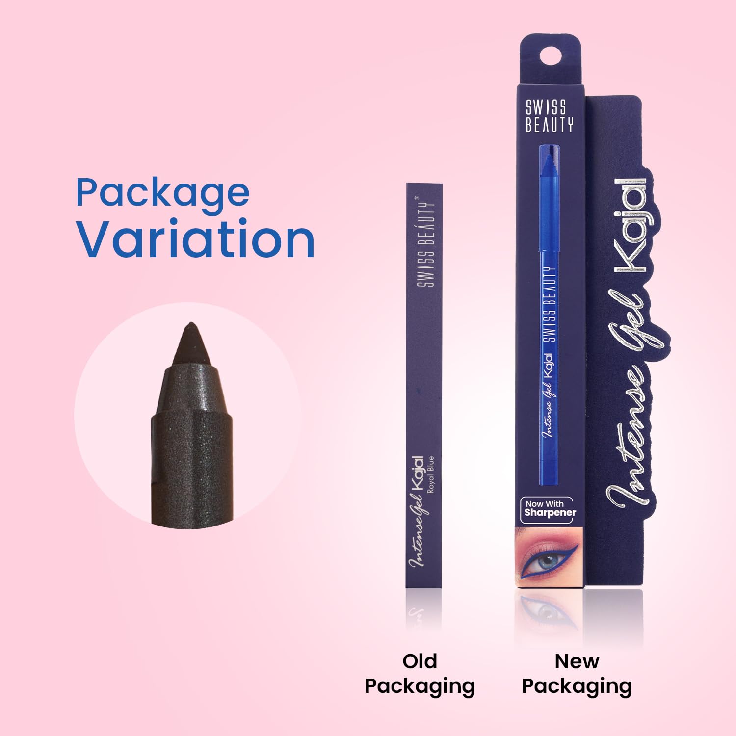 Swiss Beauty Intense Gel Kajal with Sharpener | 12-Hour Stay | Waterproof | Smudge-Proof | Creamy Texture | Highly Pigmented | Multi-Use Eye Pencil | 1.2g, Shade- Royal Blue