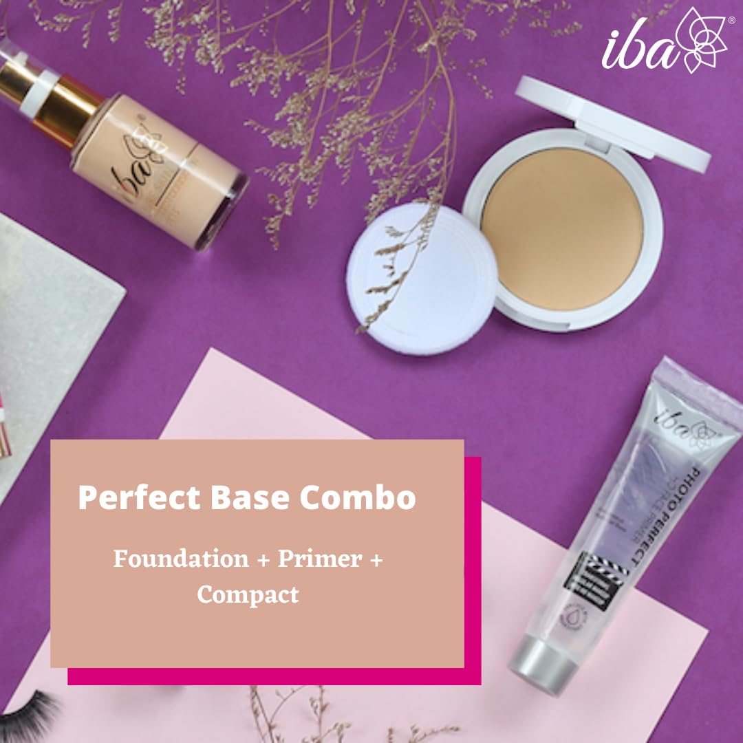 Iba Primer + Foundation + Compact Base Combo - Natural Beige | Long Lasting, Full Coverage Base Makeup
