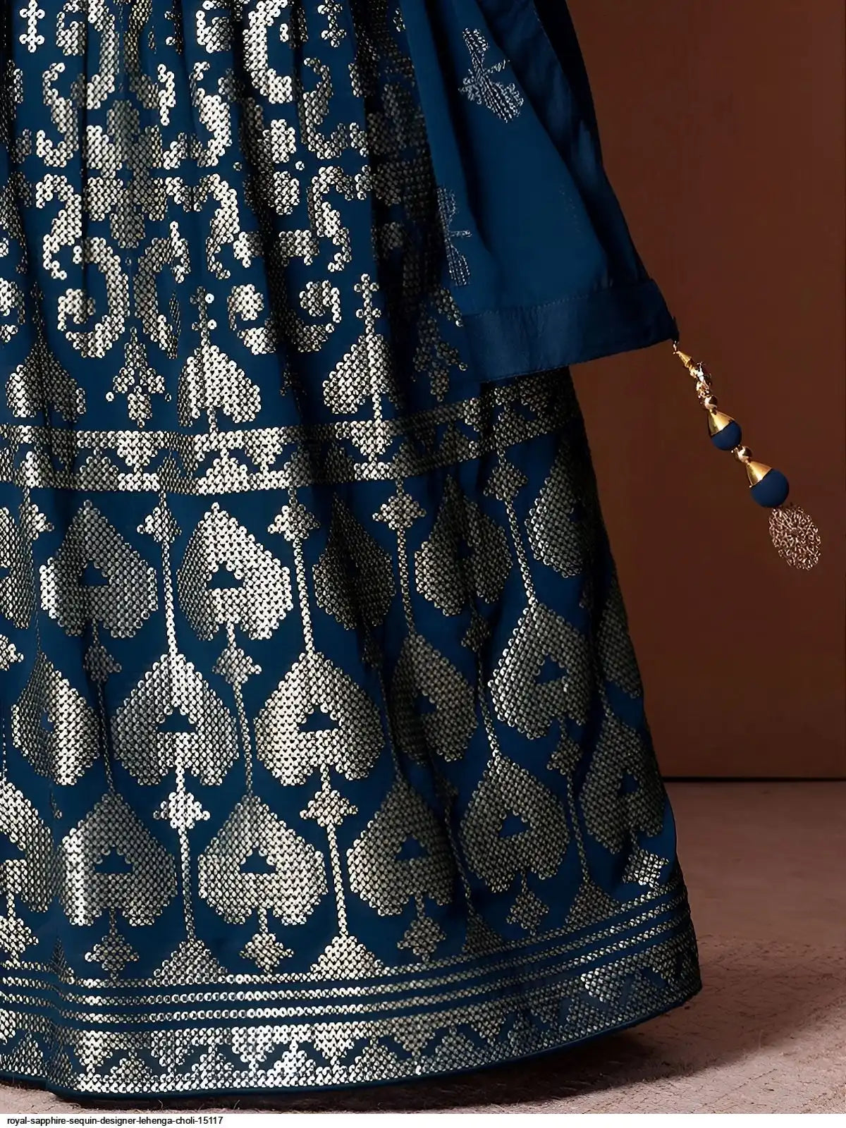 ROYAL SAPPHIRE SEQUIN DESIGNER LEHENGA CHOLI 15117