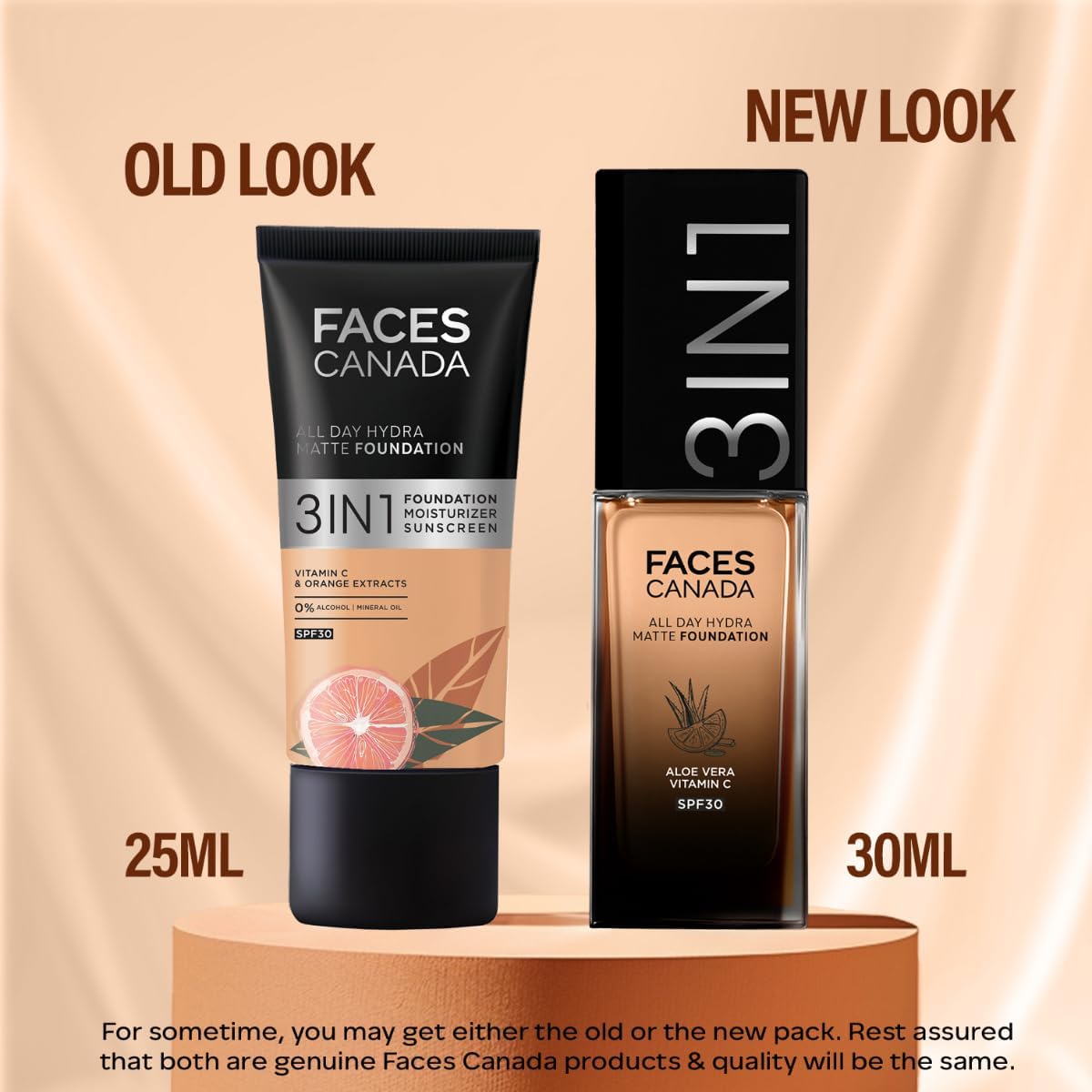 FACES CANADA All Day Hydra Matte Foundation | 3-in-1 Foundation + Moisturizer + SPF 30 | 24 HR Aloe Hydration & Vitamin C | 10HR Long Wear | Medium to High Buildable Coverage | Golden Beige 032 | 30ml