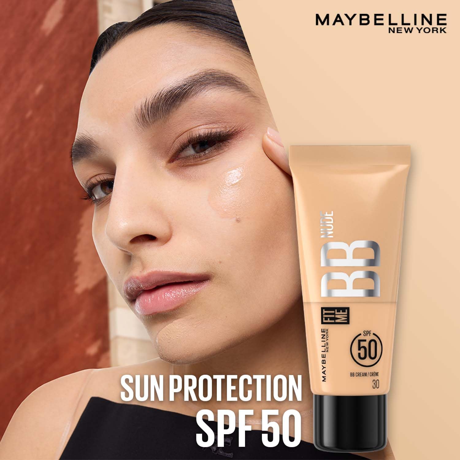 Maybelline New York Fit Me Glow BB Cream, SPF 50 + 24H Hydration With Niacinamide & Hyaluronic Acid, Dewy Finish for Normal to Dry Skin- Shade 45, 25ml