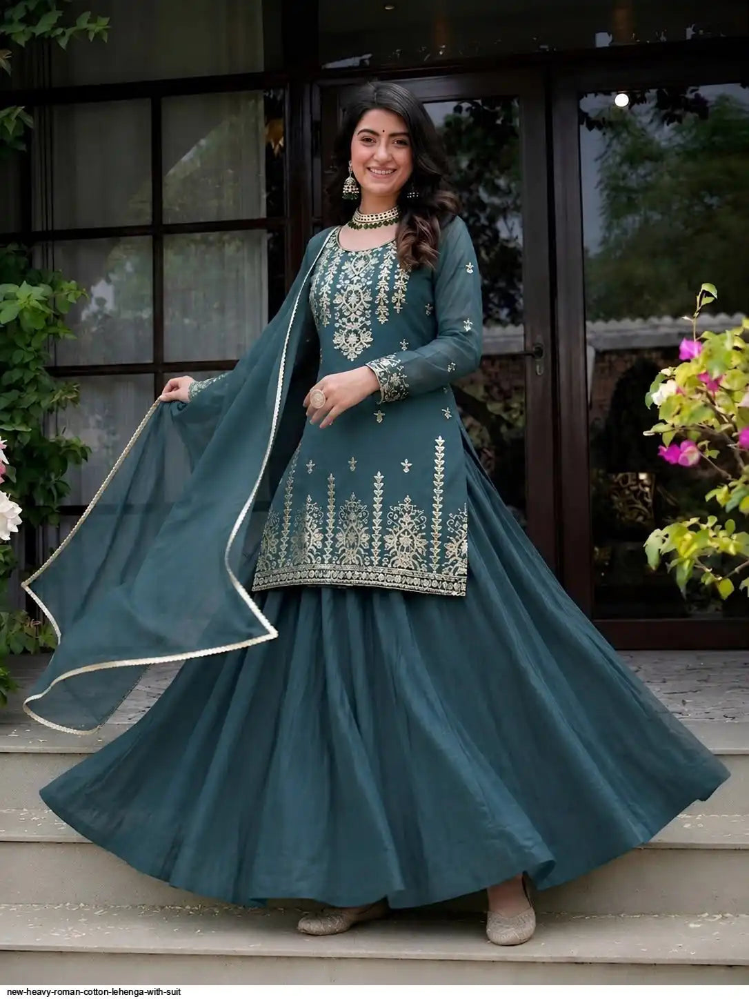 NEW HEAVY ROMAN COTTON LEHENGA WITH SUIT SIZE XL,M,S,L,XXL