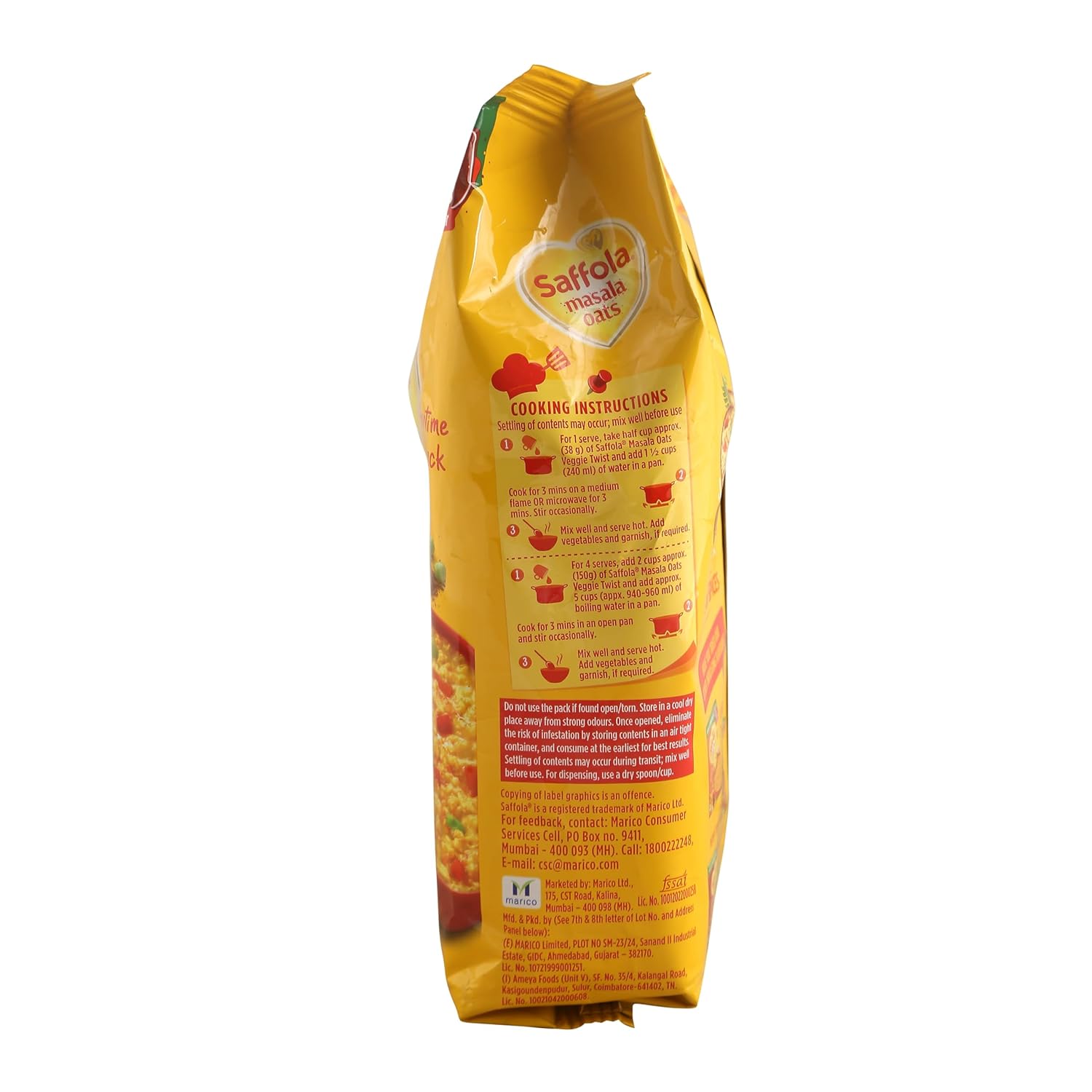 Saffola Masala Oats|500 G / 550 G |Veggie Twist|Tasty, Anytime Snack|Ready In 3 mins|