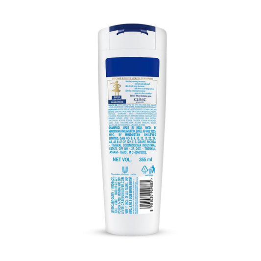 Clinic Plus Strong & Thick Shampoo with Rice Water, Protein + Vitamin E for Hair Strengthening, Breakage Reduction and Thicker Hair,355 ml.