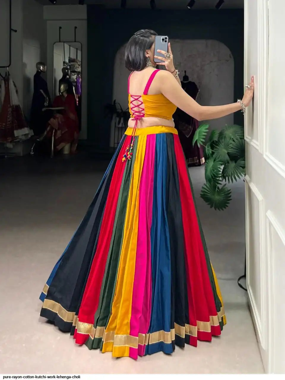PURE RAYON COTTON KUTCHI WORK LEHENGA CHOLI