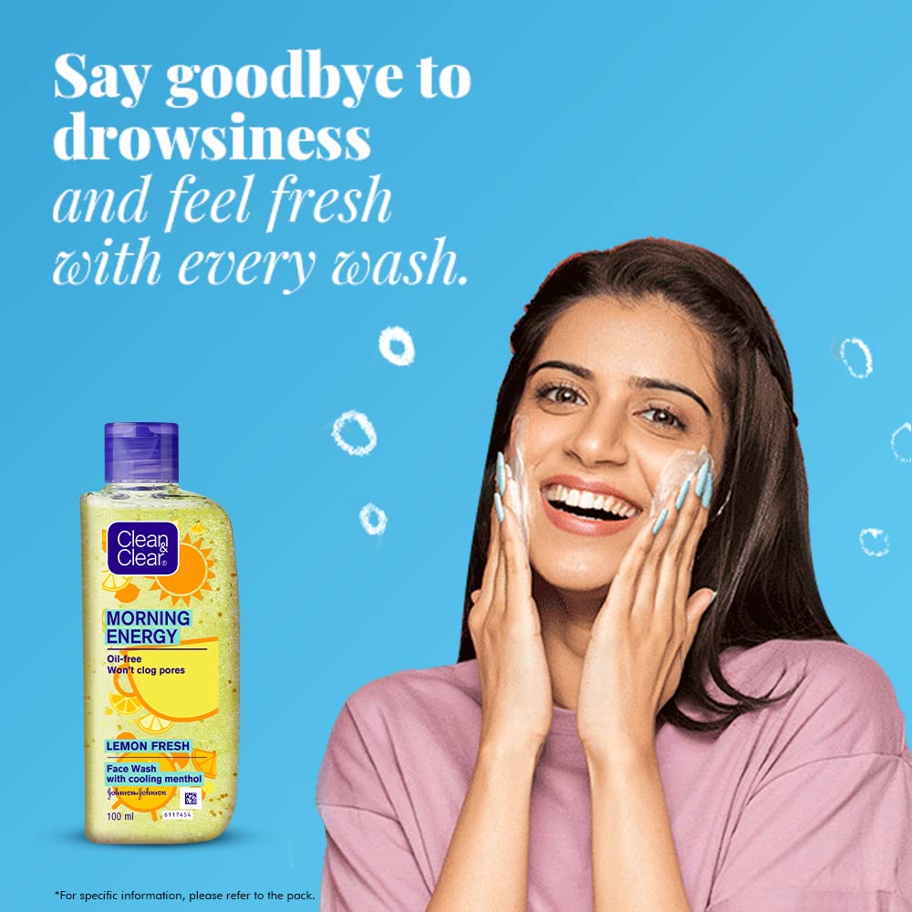 Clean & Clear Morning Energy Aqua Splash, Blue, 150 ml & Clean & Clear Morning Energy Lemon Fresh Face Wash, Yellow, 150 ml