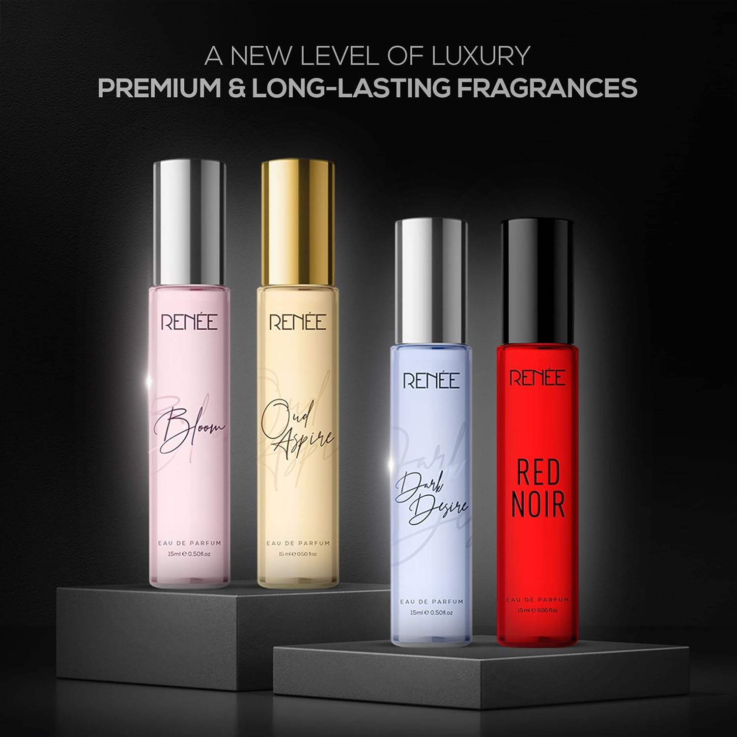 RENEE Women's Luxury Perfume Gift Set Combo Pack of 4 Eau De Parfum - 15ml Travel-size Bottles, Long Lasting Scents of Floral, Fruity & Spicy Notes