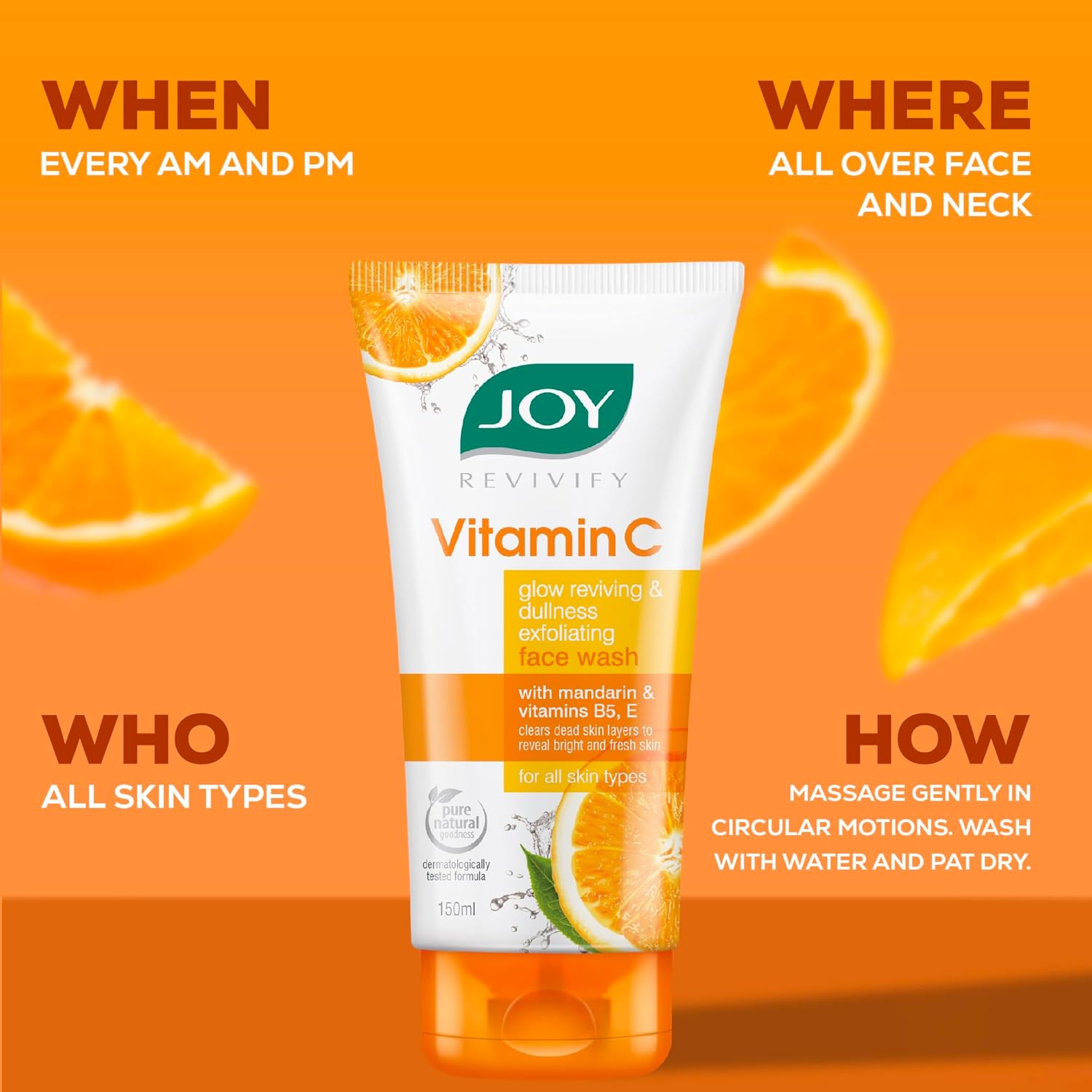 Joy Vitamin C Brightening Face Wash For Bright and Glowing Face 150ml x 2