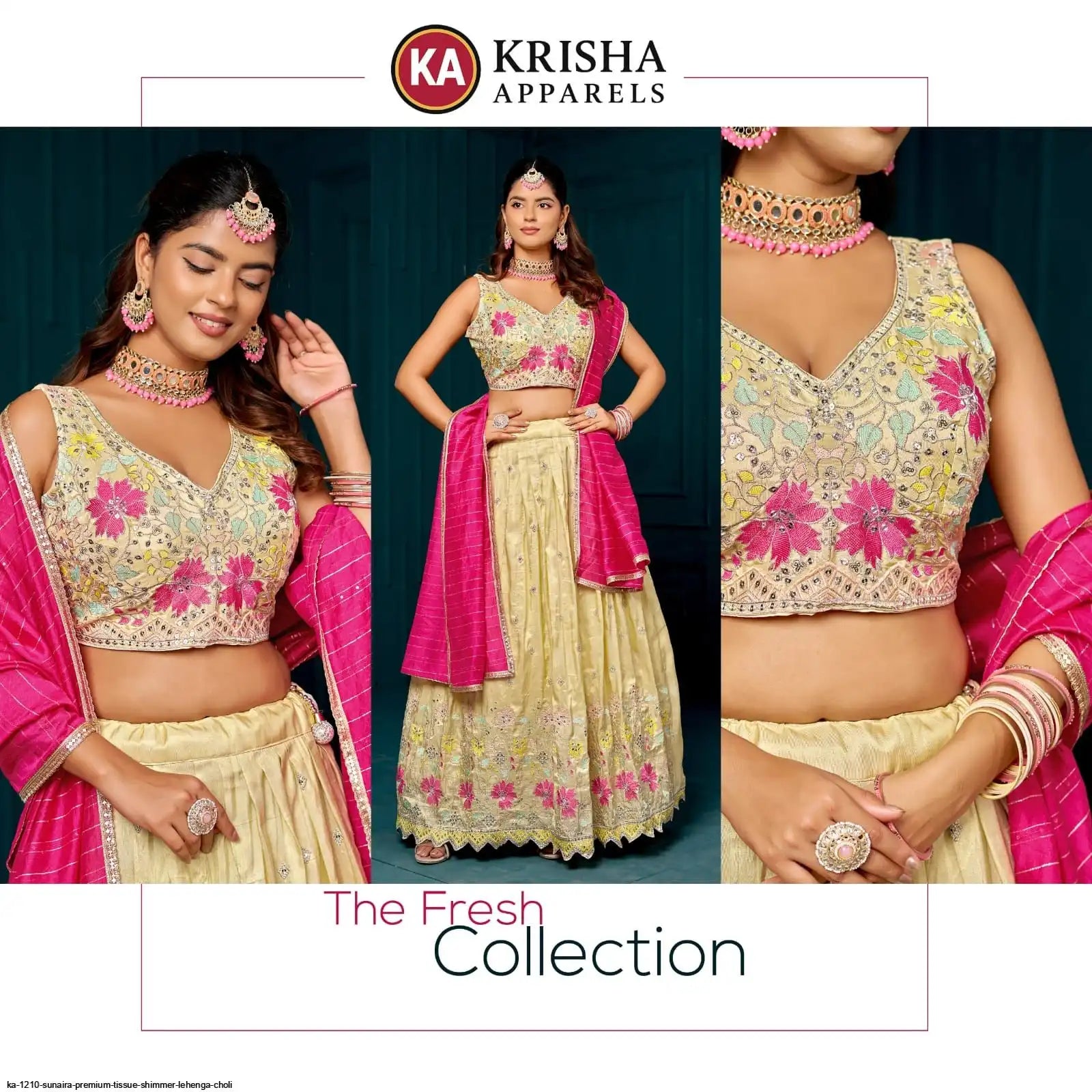 KA 1210 SUNAIRA PREMIUM TISSUE SHIMMER LEHENGA CHOLI SIZE L