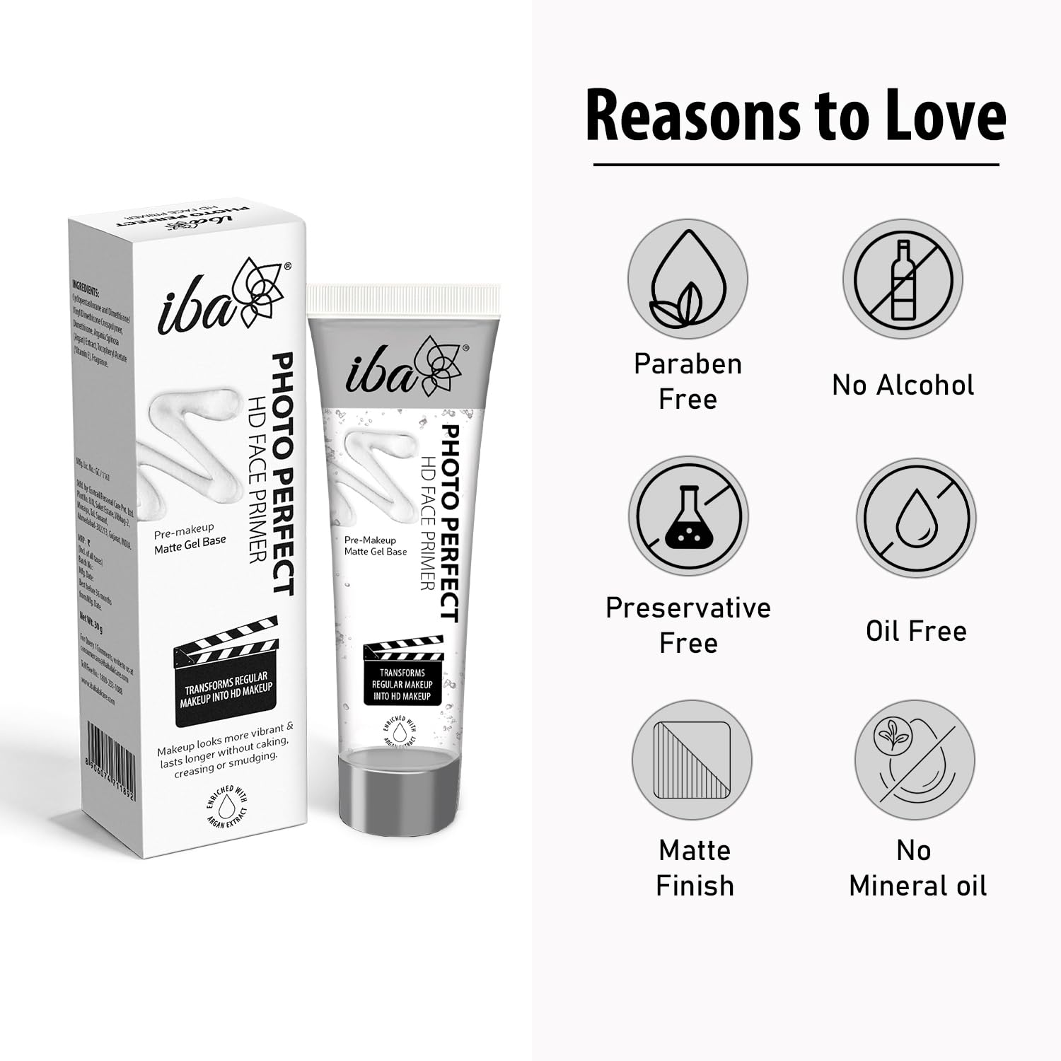 Iba Photo Perfect Hd Face Flawless Finish Primer Transparent 35g