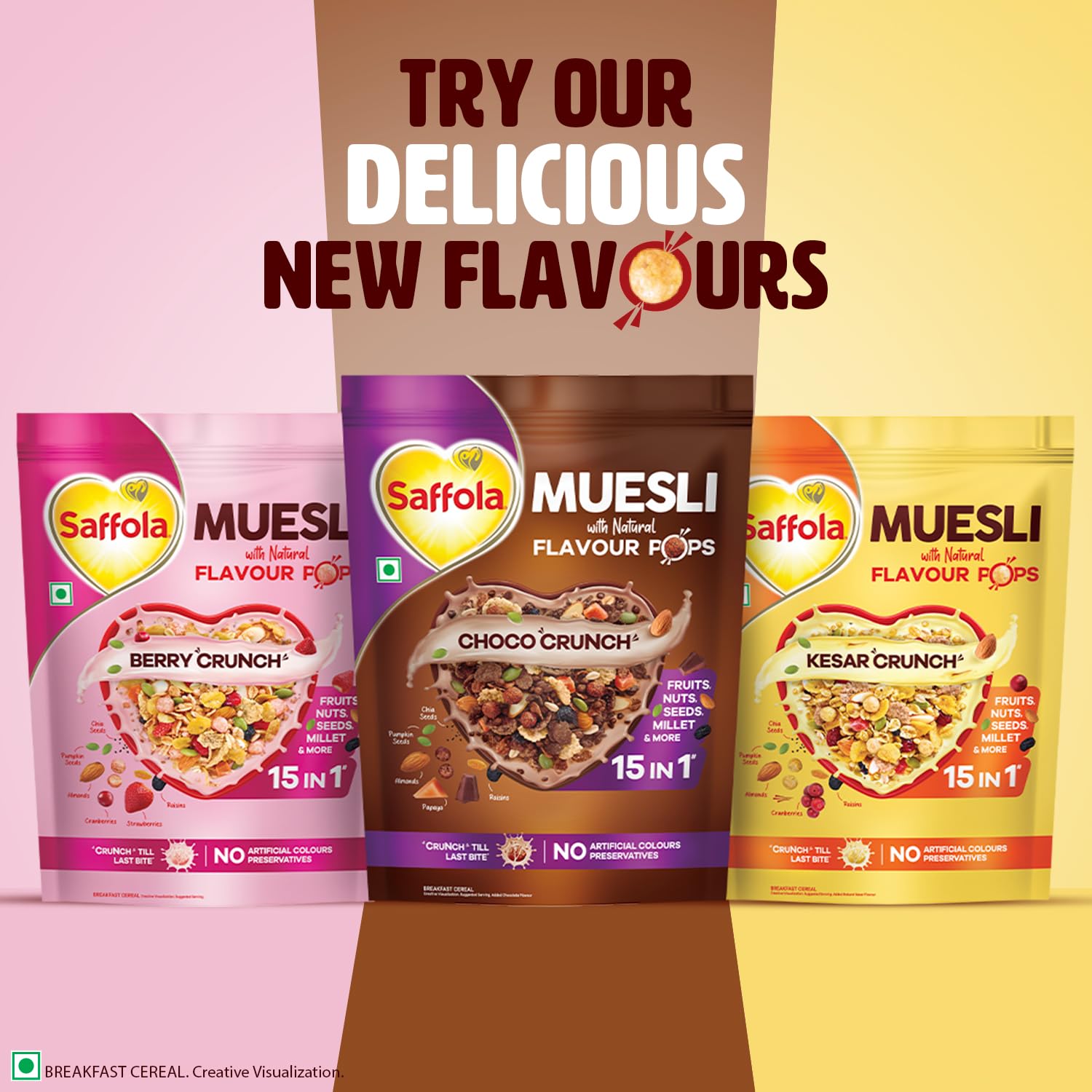 Saffola Muesli Choco Crunch with Flavour Pops, 700 gm |