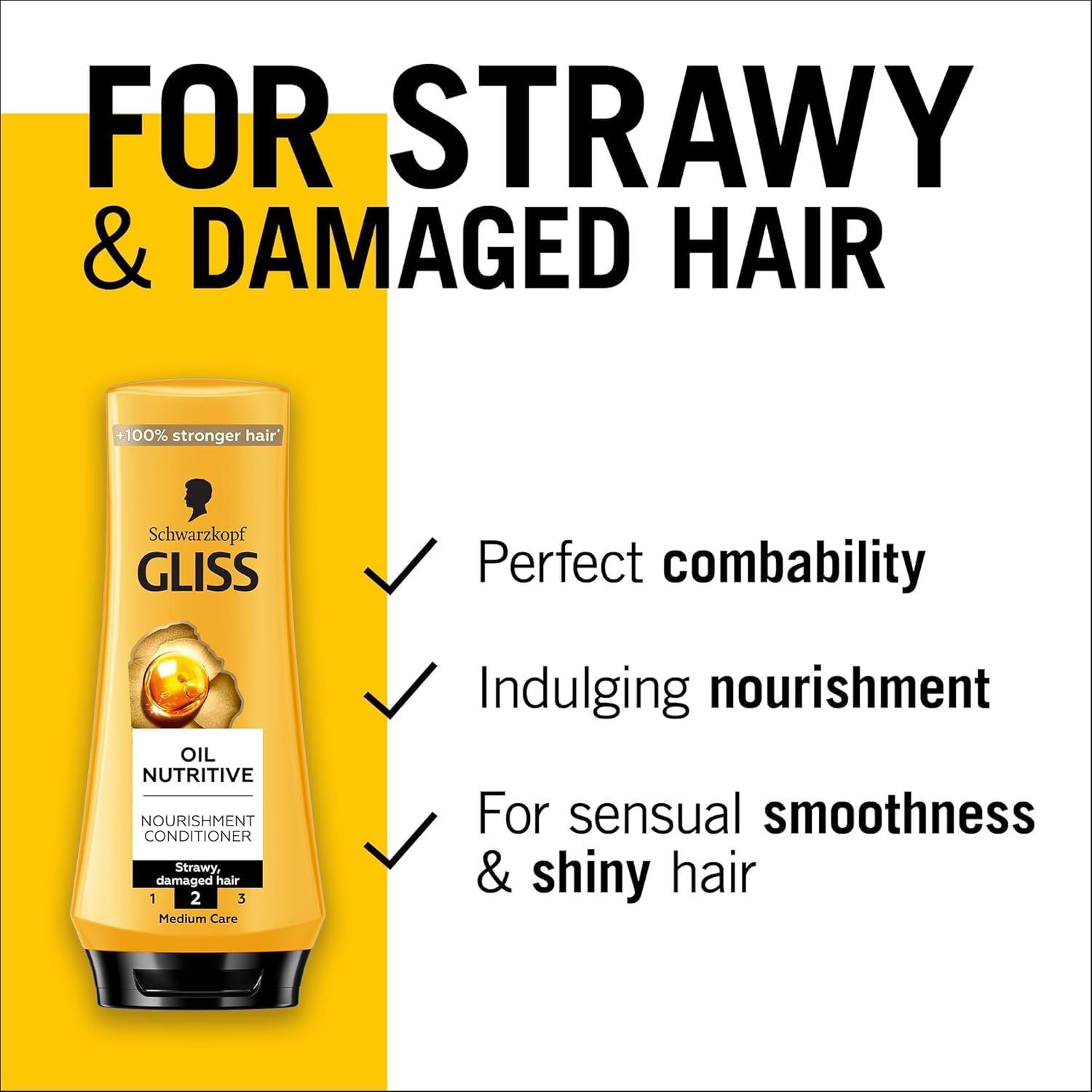Schwarzkopf Gliss Deep Nourishing Oil Conditioner 400ml for Women Dry and Damaged Hair Repair Smooth Silky Anti Frizz Strengthening Hydrating for All Hair Types Shine Care Hair Treatment