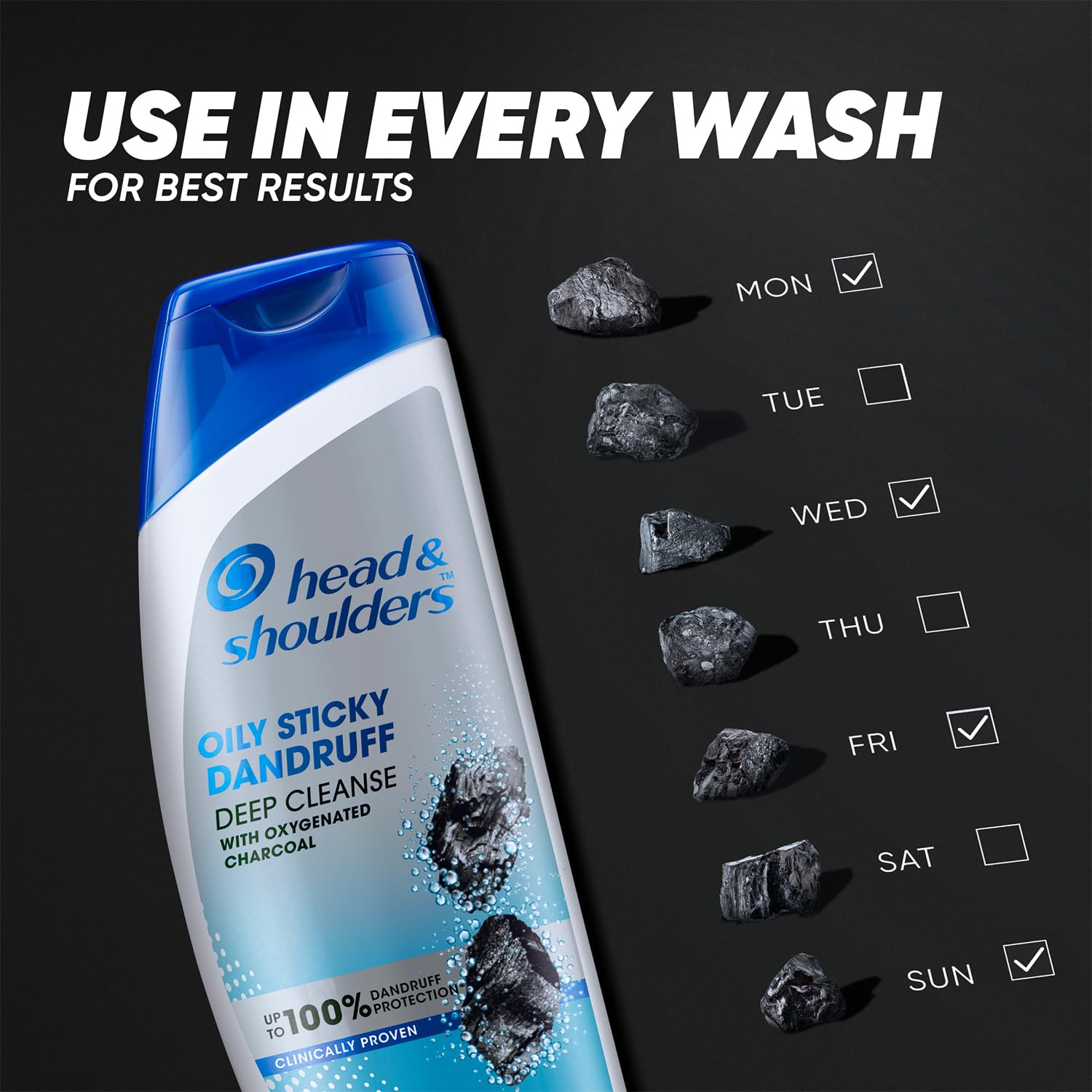 Head & Shoulders Deep Cleanse Anti-Dandruff Shampoo, Active Charcoal, 1 L