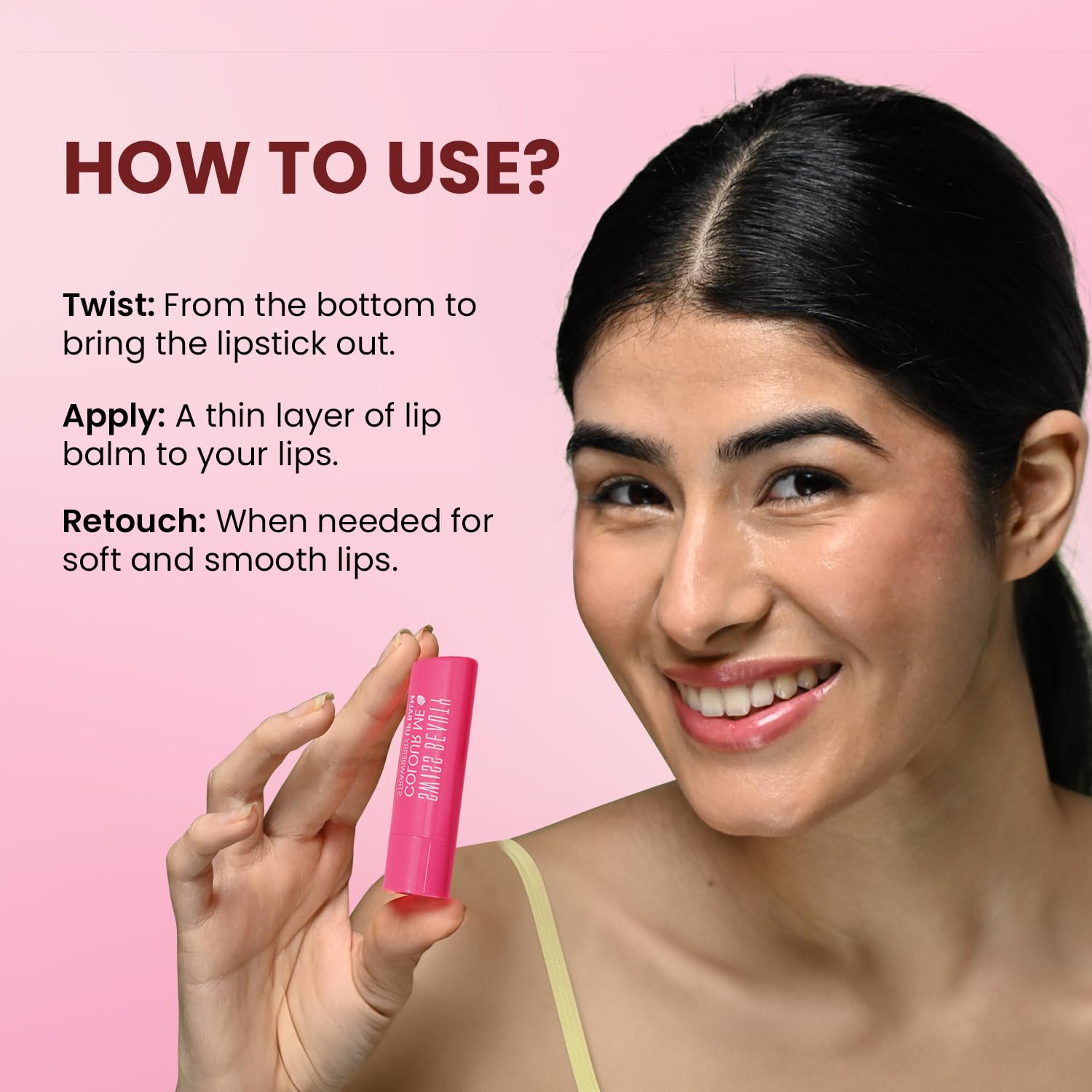 Swiss Beauty 2in 1 Tint Me On Lip Balm |Lip Colour and Lip Care | For Dry & Chapped Lips with Cocoa Butter | Hydrating and moisturizing Lip Balm | Shade - Cherry Pop, 4.5g