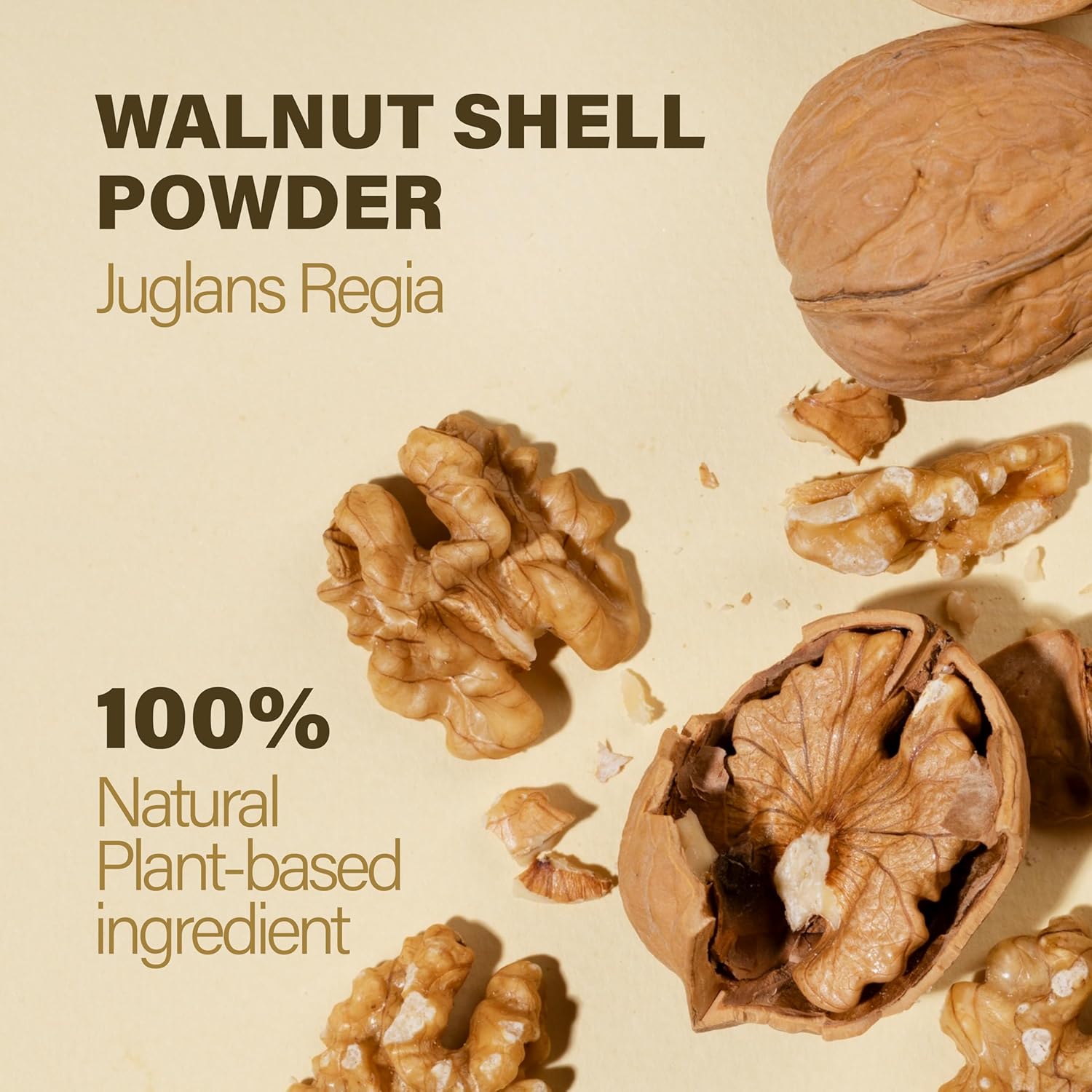 H&C Herbal Ingredients Expert Natural Walnut Shell Powder (227g) for Facial scrubs, skin cleansers, peeling creams, exfoliants