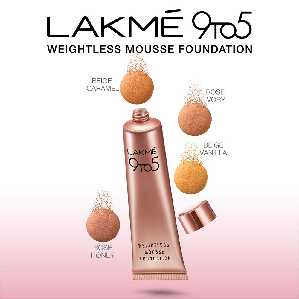 LAKMÉ 9 to 5 Weightless Mousse Foundation Mini|| Beige Vanilla|| Natural Matte Finish Cream Long Lasting Full Coverage Face Makeup|| 6 g