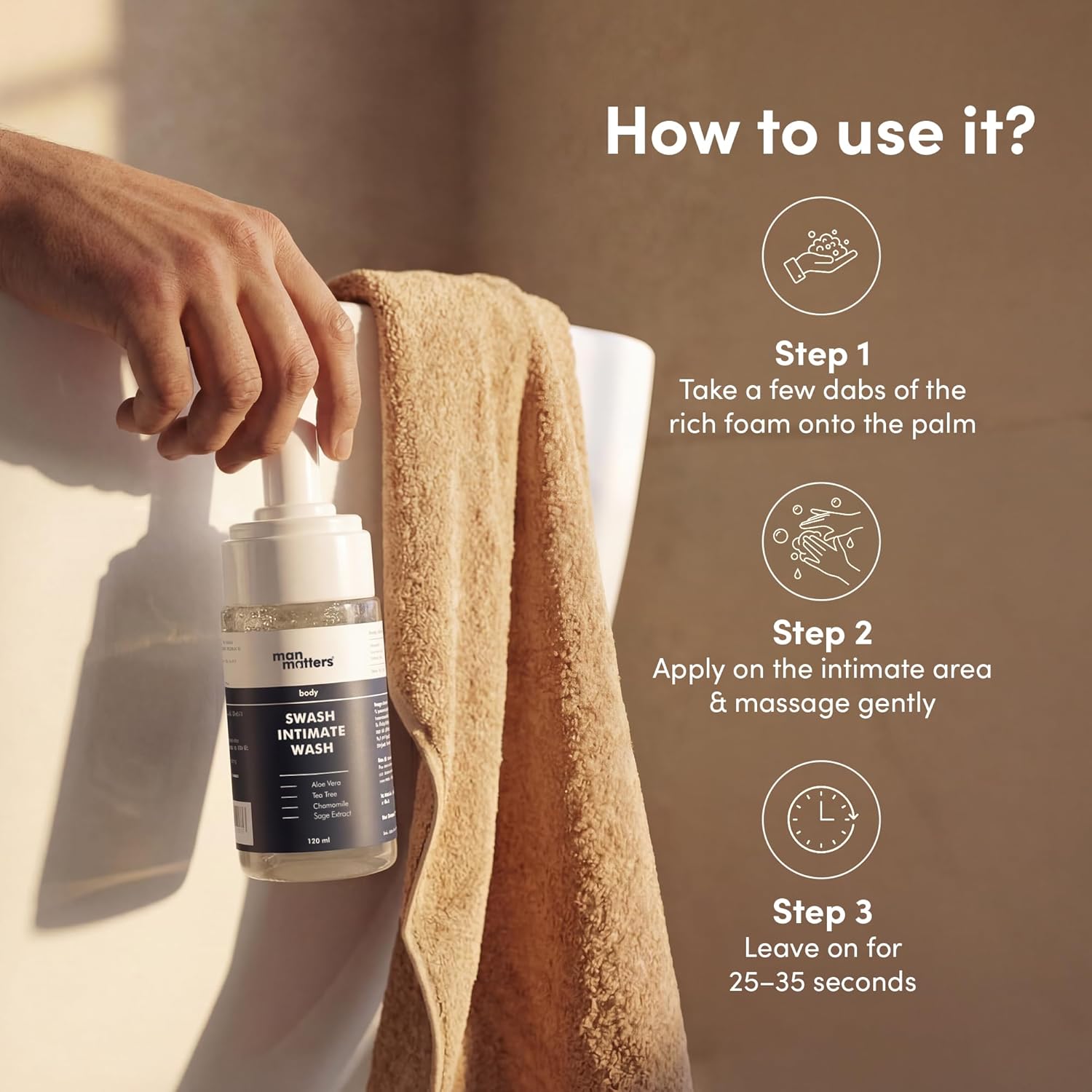 Man Matters Intimate Wash with Aloe Vera, Tea Tree for Men Anti Bacterial, Anti Itch, Anti Odour | Better Private Parts Hygiene| pH Balanced Intimate |120 ml
