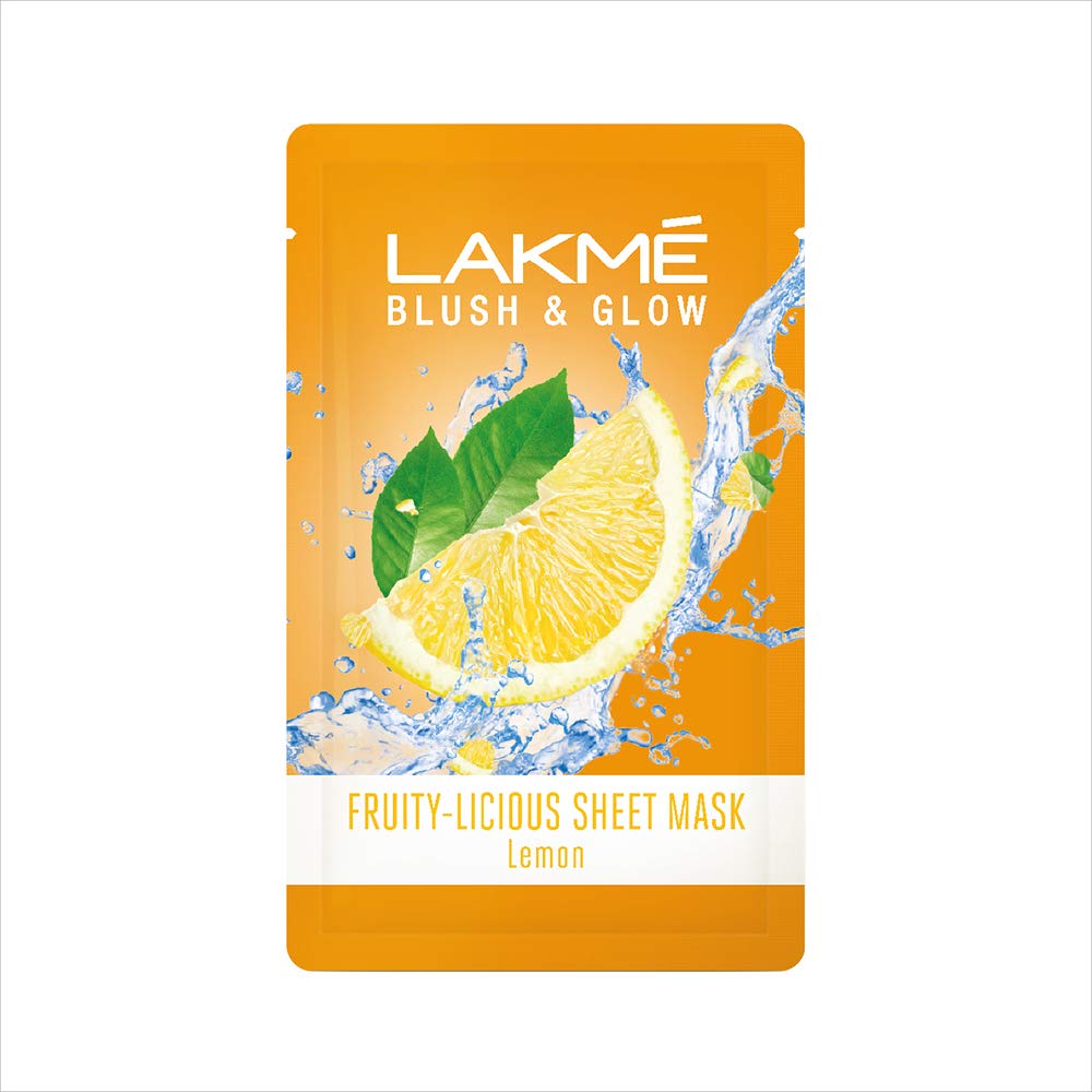 LAKME Blush & Glow Kiwi Sheet Mask, 20 ml, Blush & Glow Strawberry Sheet Mask, 20 ml & Blush & Glow Lemon Sheet Mask, 20 ml, Pack of 3