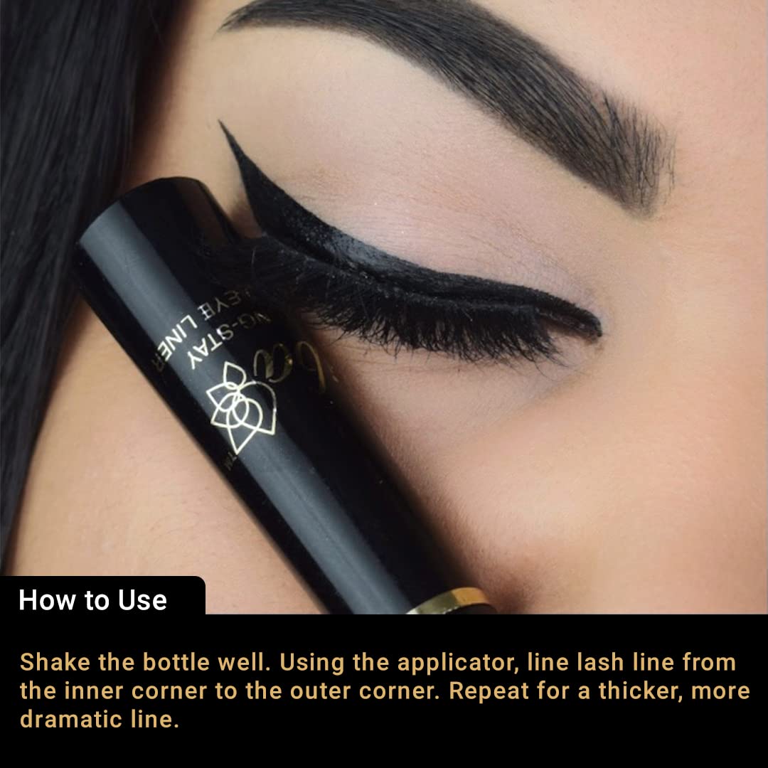 Iba Long Stay Liquid Eyeliner & All Day Kohl Kajal daily Eye Makeup Combo (Black) - Matte Finish