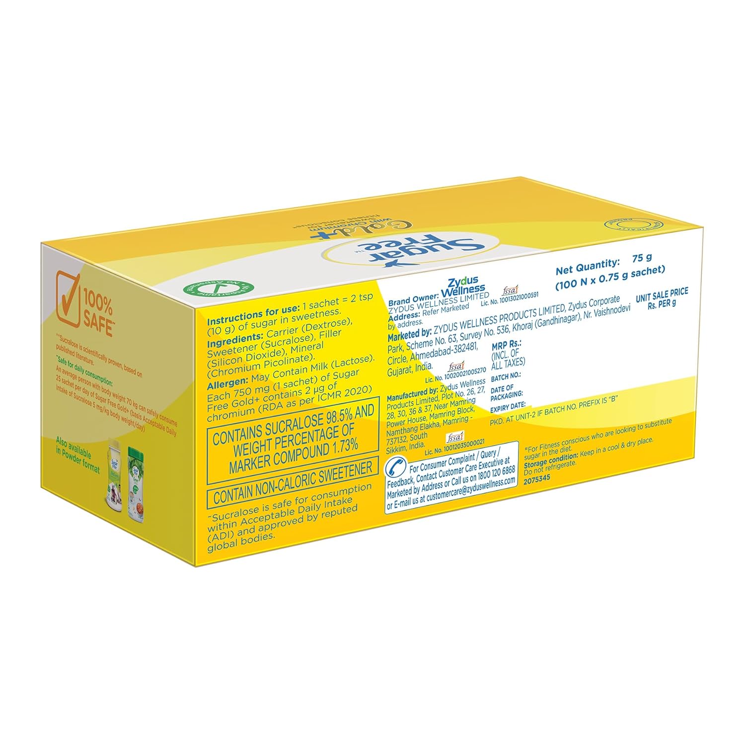 Sugar Free Gold, 100 Sachets (Pack Of 2)