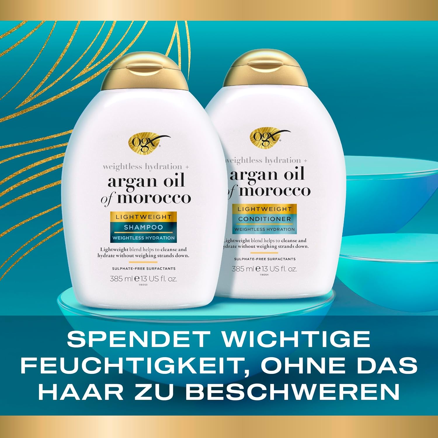 OGX Argan Oil of Morocco Lightweight Shampoo, Sulfate Free, 385 ml