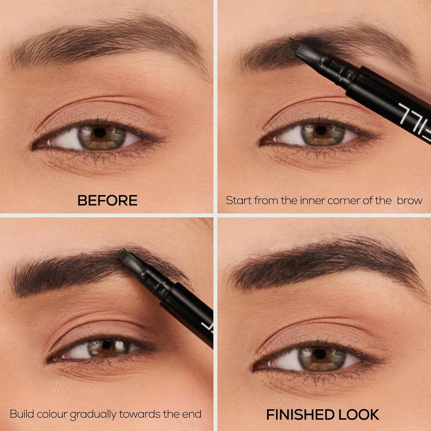 RENEE Browfill Eyebrow Pen - Black | Waterproof & Smudge-Proof | One Swipe Application | Micro Precision | Natural & Long-Lasting Finish | For Denser & Fuller Eyebrows | Easy to Use | Cruelty-Free