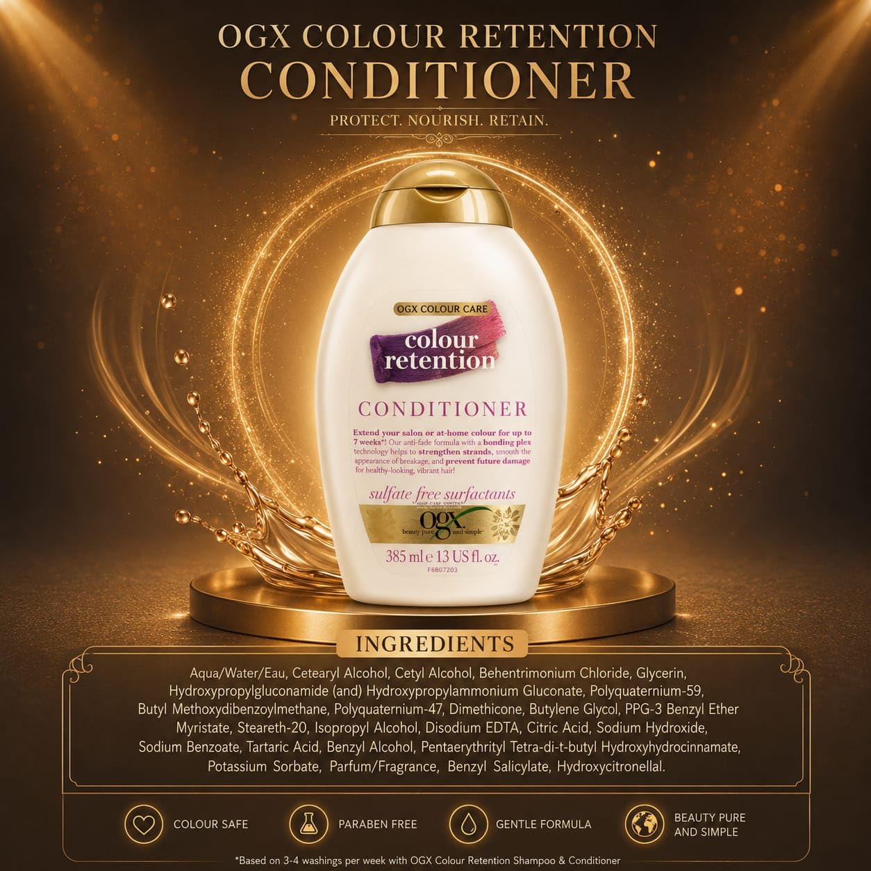 OGX Colour Retention Conditioner for Colour Treated Hair, 385ml