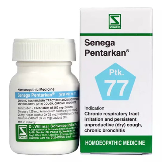 Dr Willmar Schwabe India Homoeopathic Senega Pentarkan (20gm) Tablets (Ptk. 77) for Allergic Rhinitis Cough Bronchitis