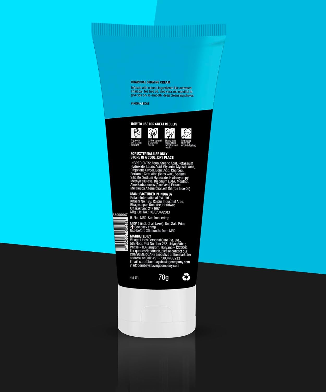 Bombay Shaving Company Charcoal Shaving Cream – 78g, Black