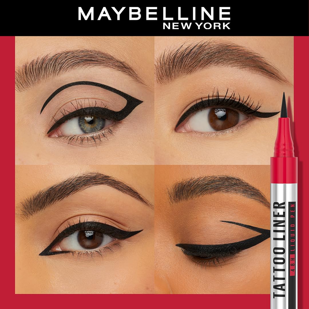 Maybelline New York Matte Pencil Eyeliner, Intense Pencil Eyeliner, Long-Lasting, Felt-Tip Applicator, Line Tattoo High Impact Liner, Black