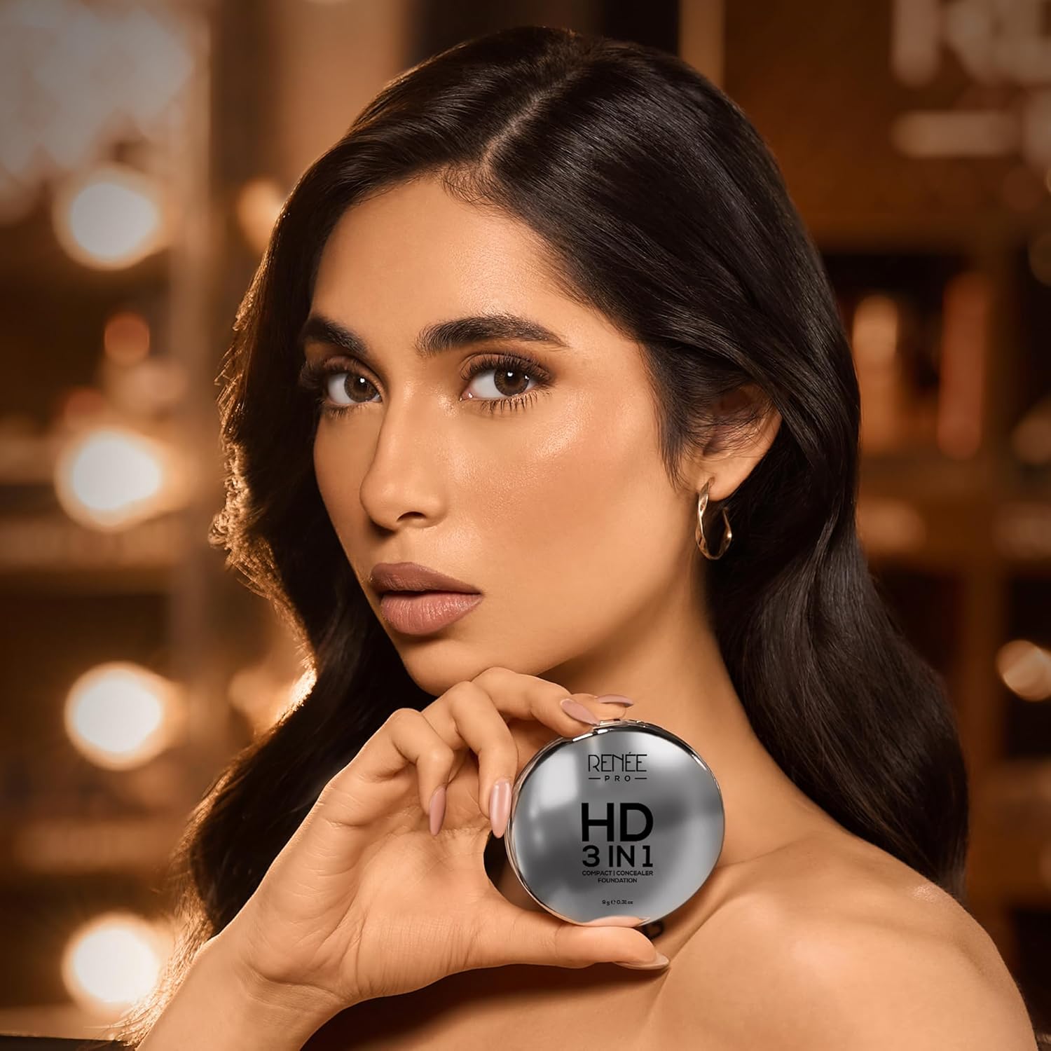 RENEE PRO HD 3 In 1 Compact,Concealer, Foundation - Noix, SPF 20, Matte Finish, High Coverage, Ultralight & Silky Smooth Finish, Enriched With Vitamin E, C & Aloe Vera - 9 Gm