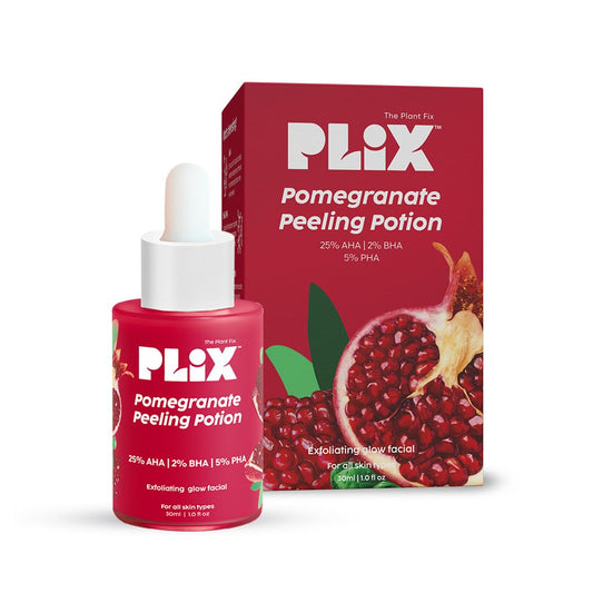 PLIX - THE PLANT FIX 25% AHA+ 2% BHA + 5% PHA Pomegranate Peeling Potion For Glowing & Even Toned Skin, Gentle Exfoliation & At-Home Facial | For Women & Men | 30 ml