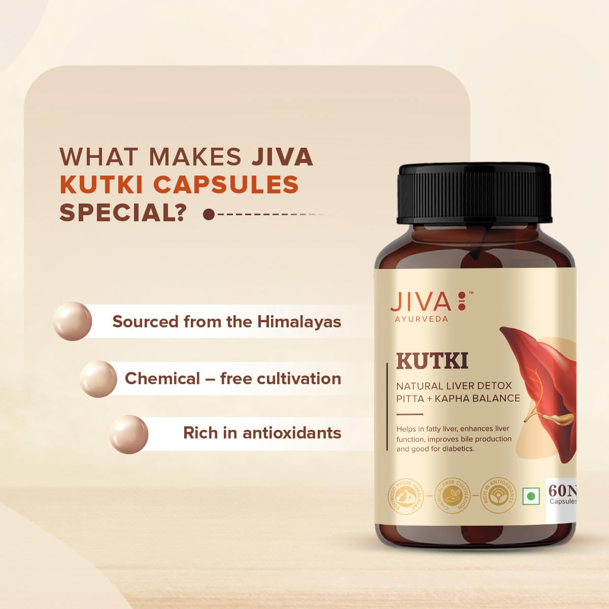JIva Ayurveda Kutki (60 Capsule) For liver functioning, Obesity, Diabetes or any kind of liver disorders