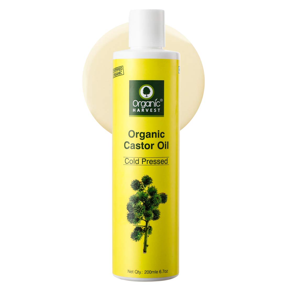 Organic Harvest Cold Pressed Castor Oil, For Moisturizing Skin, Hair & Nail Growth, Eyelash Thickening, 100% Pure, 100% Organic, Sulphate And Paraben Free – 200 ml
