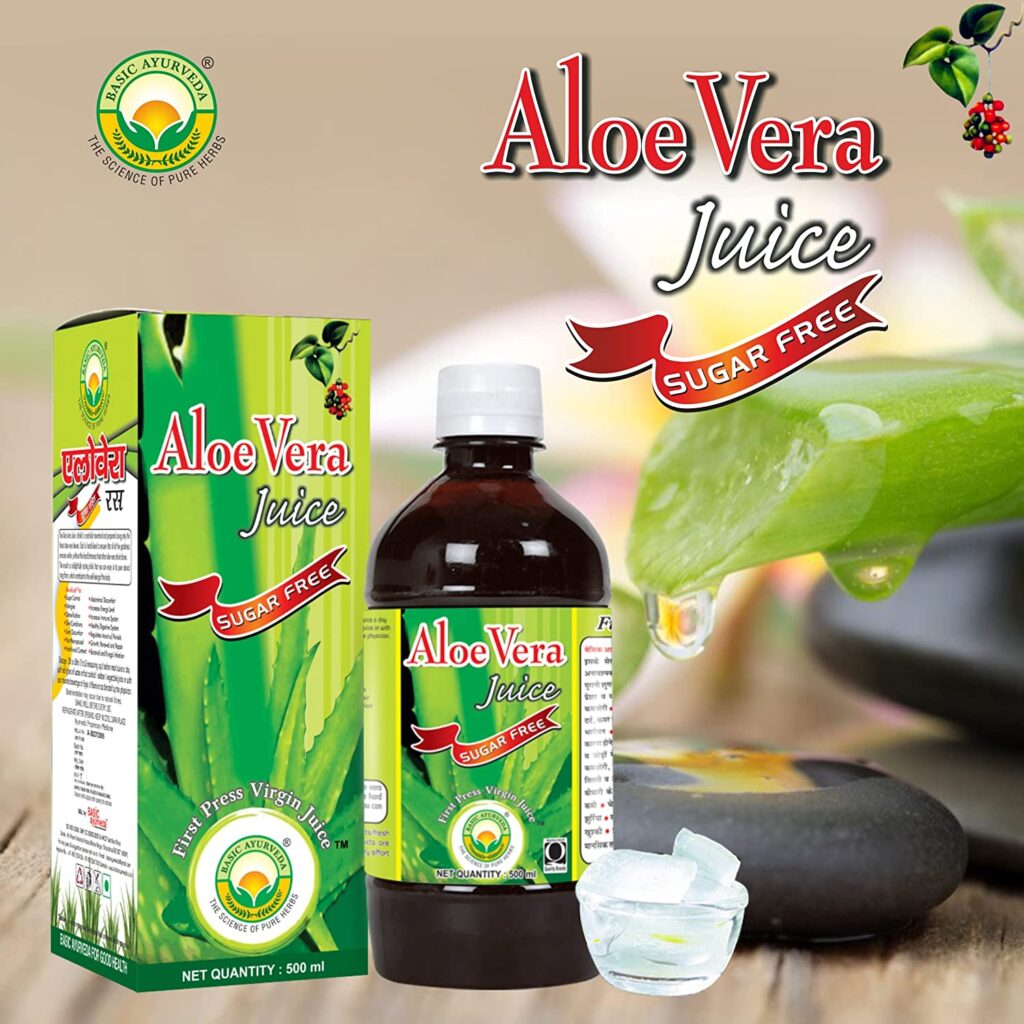 Basic Ayurveda Aloe Vera Juice (Sugar Free) 500 ml For weight loss, skin and hair problems, healthy immune system