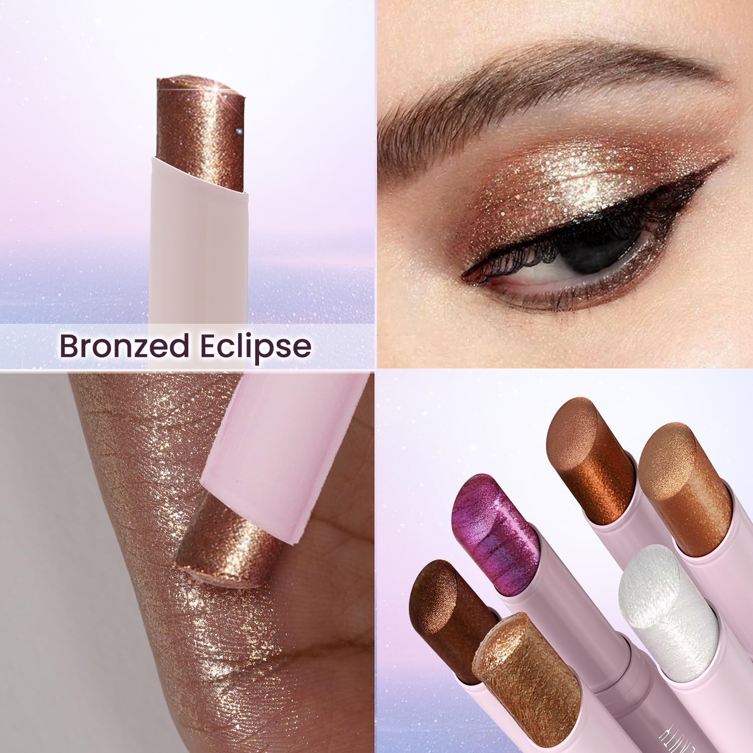 Swiss Beauty Jelly Verse Eyeshadow Glow Stick | Rich Colour Payoff | Crease-Proof | Sparkling Shine | 6 Stellar Shades | Shade- 1. Star Shower, 3g