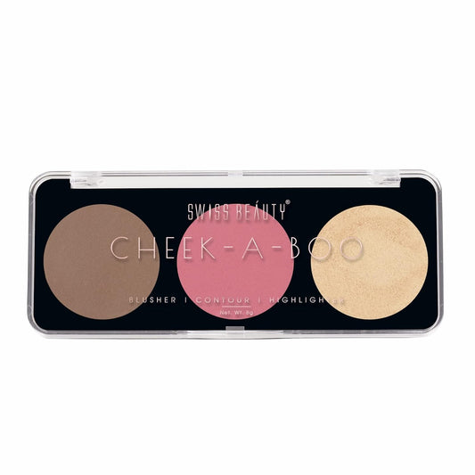 Swiss Beauty Cheek-A-Boo 3-in-1 Face Palette – Blusher, Contour & Highlighter | Highly Pigmented, Blendable & Lightweight | Long-Lasting Makeup Palette for All Skin Tones | 8g, Shade- 01