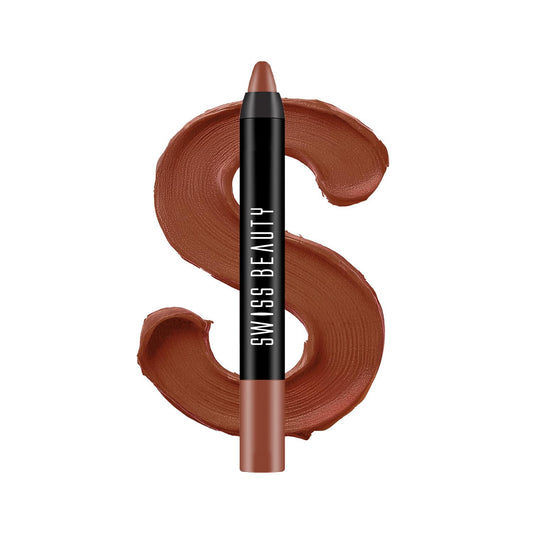 Swiss Beauty Matte Long Lasting Stay Maxx Lip Crayon Lipstick | Matte Finish | 12-Hour Stay | Smudge Proof | Lightweight | Shade-Bare, 3.5g