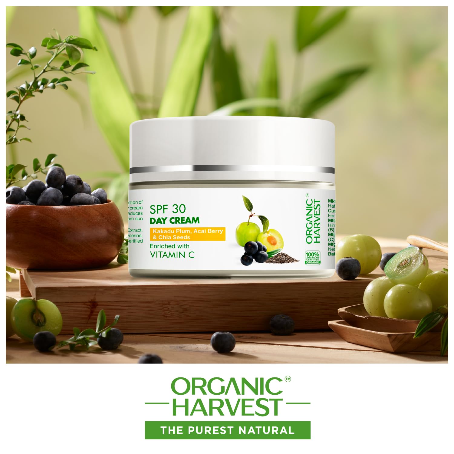 Organic Harvest Daily Day Cream for Women, Girls, Men | Helps in Nourishing, Moisturising & Glowing the Skin | Cream for Oily Skin | Anti-Pollution with SPF 30 | Paraben & Sulphate Free - 15gm