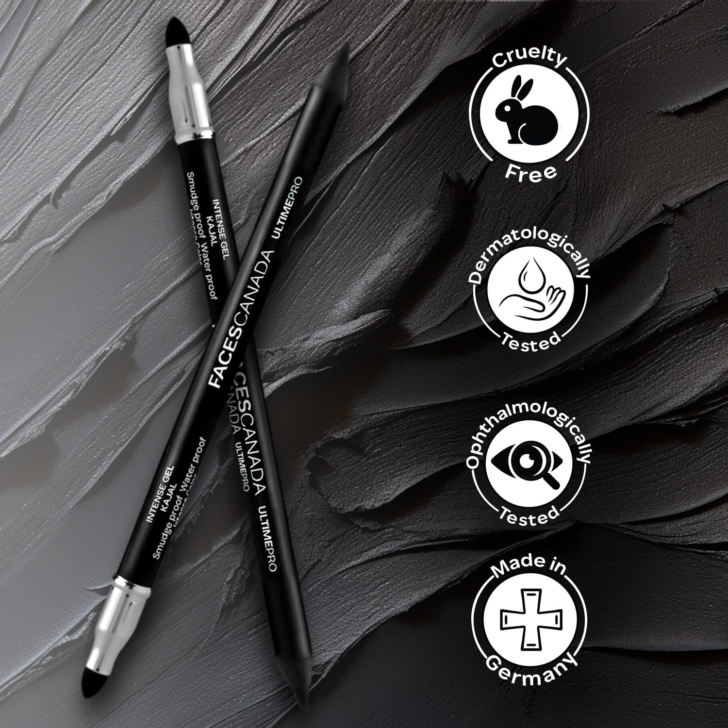 FACES CANADA Ultime Pro Intense Gel Kajal With Smudger & Sharpener - Black, 1.2 g