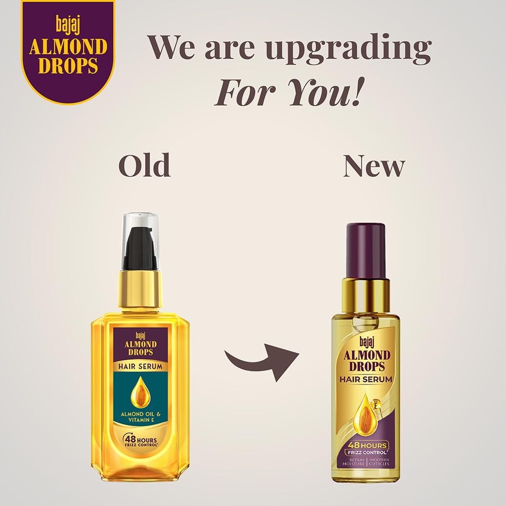 Bajaj Almond Drops Hair Serum 50 ml | With Almond Oil & Vitamin E | Nourishes Dry & Frizzy Hair.