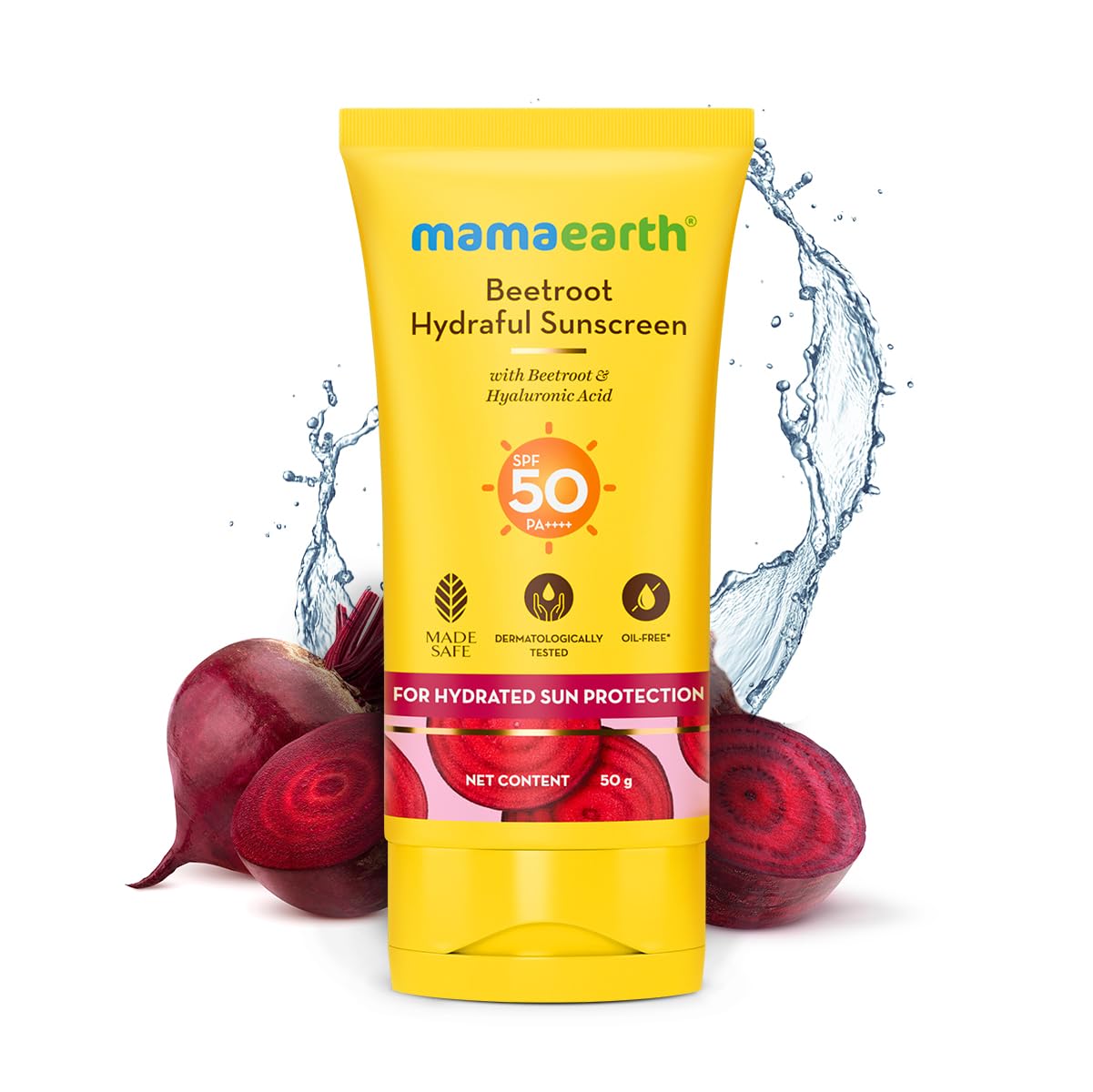Mamaearth Beetroot Hydraful Sunscreen SPF 50 & PA++++ - 50 gm