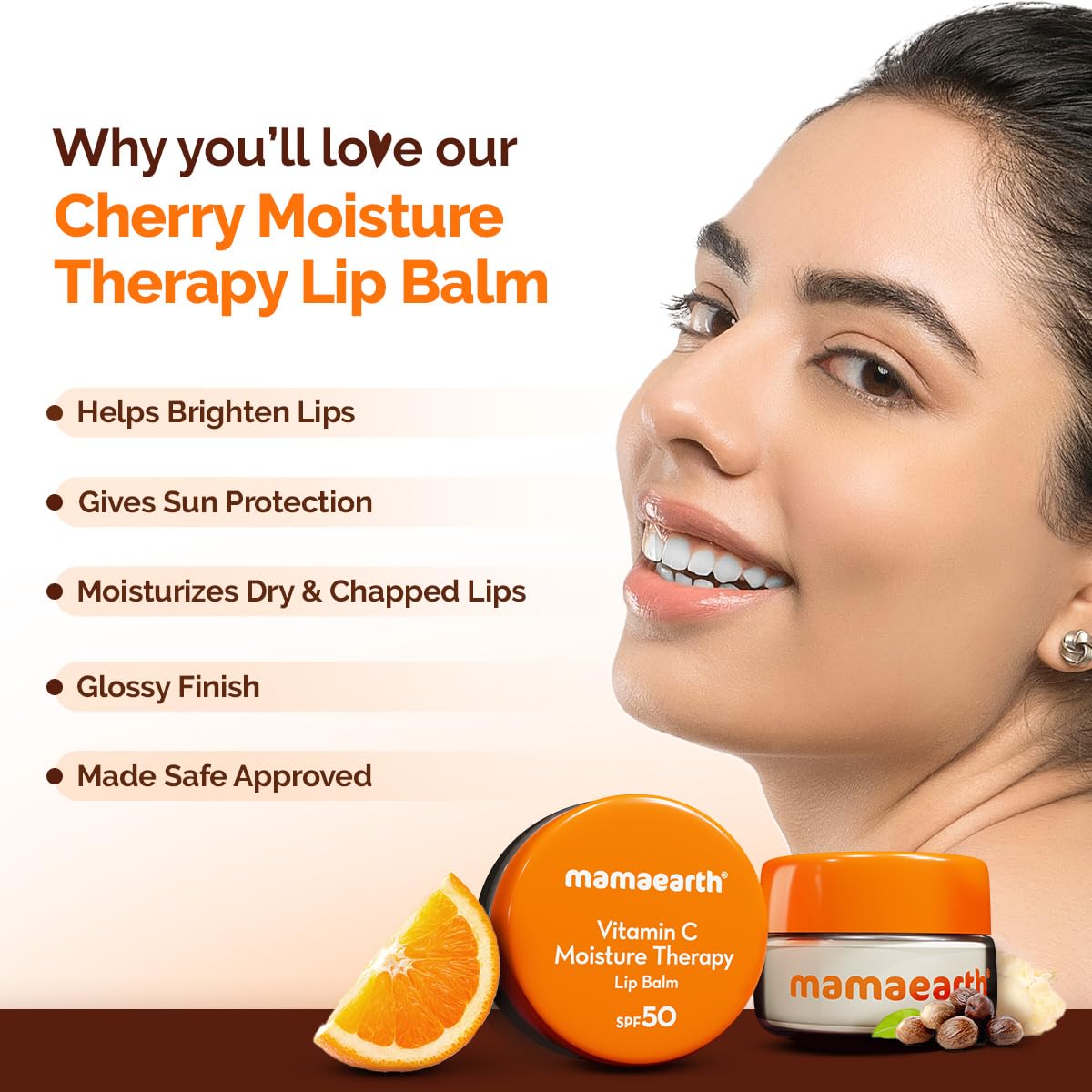 Mamaearth Vitamin C Moisture Therapy Lip Balm SPF 50 with Vitamin C & Honey For Lip Lightening - 15 gm