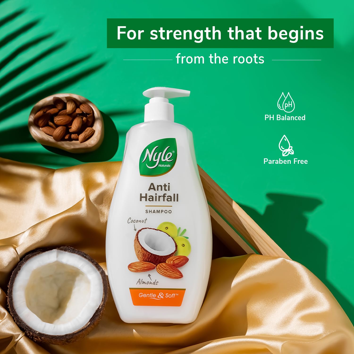 Nyle Naturals Anti-Hairfall Shampoo | For Hairfall Control | With Coconut Milk, Badam and Amla |Gentle & Soft Shampoo For Men & Women |800ml