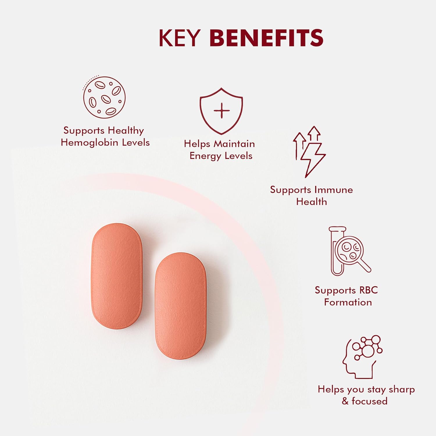 DR. MOREPEN Iron & Zinc Tablets | Enriched with Iron, Zinc, Vitamin C & B12 | Natural & Safe for Men and Women | 60 Veg Tablets