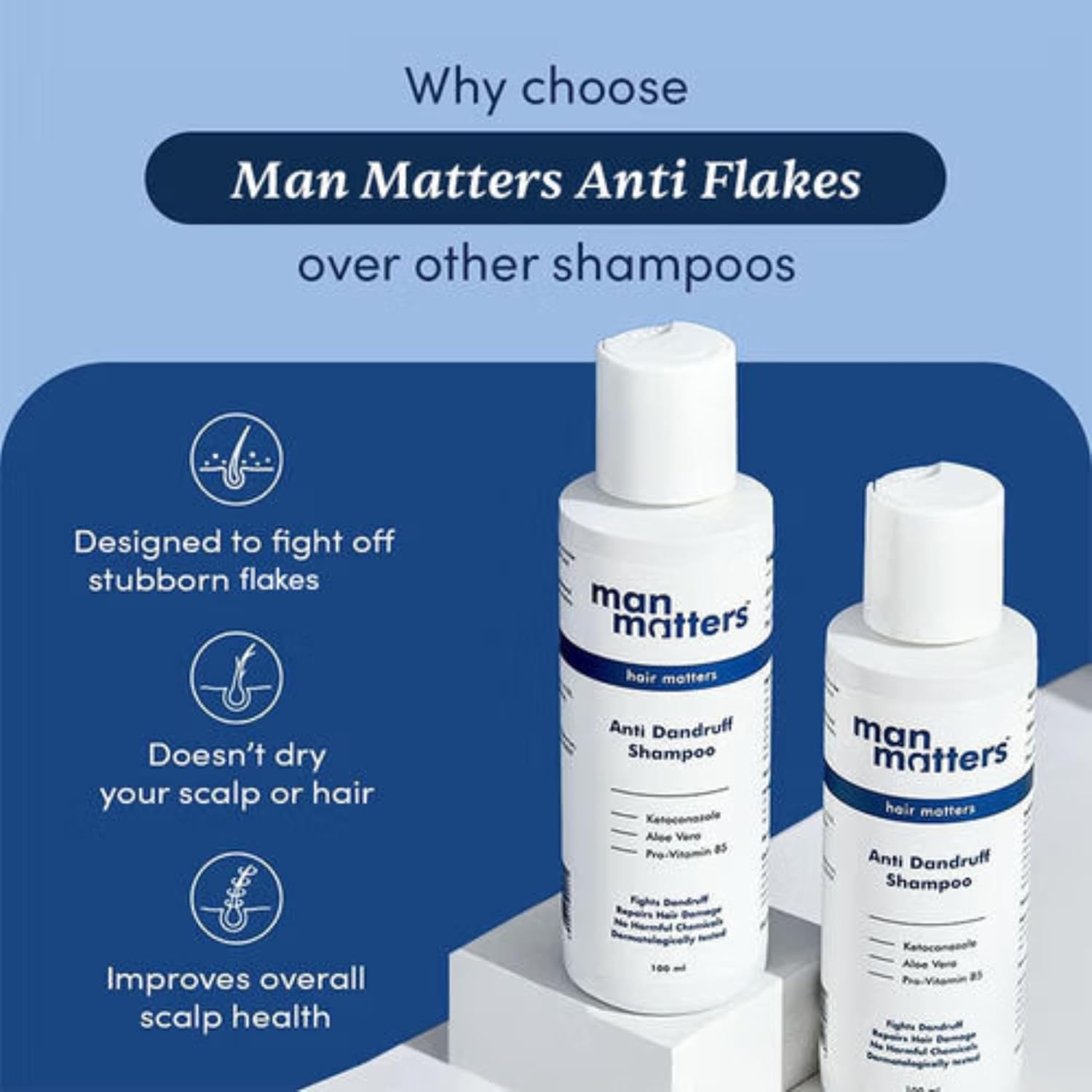 Man Matters 1% Ketoconazole Anti-Dandruff Shampoo, Reduces Itching & Dandruff - 100 ml