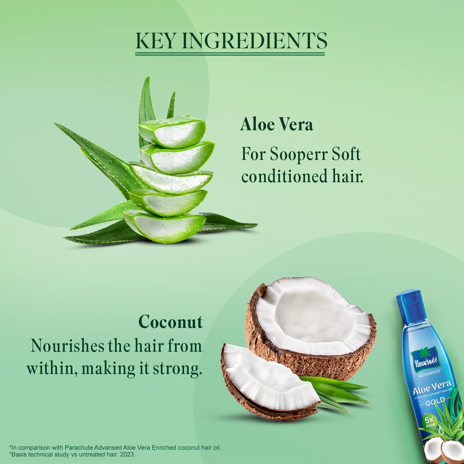 Parachute Advansed Aloe Vera Enriched Coconut Hair Oil Gold | 5X Aloe Vera With Coconut | Makes Hair Sooperr Soft | 600ml