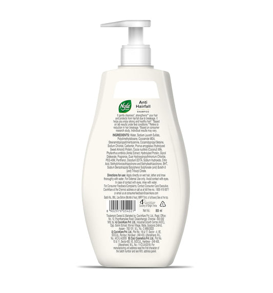 Nyle Naturals Anti-Hairfall Shampoo | For Hairfall Control | With Coconut Milk, Badam and Amla |Gentle & Soft Shampoo For Men & Women |800ml